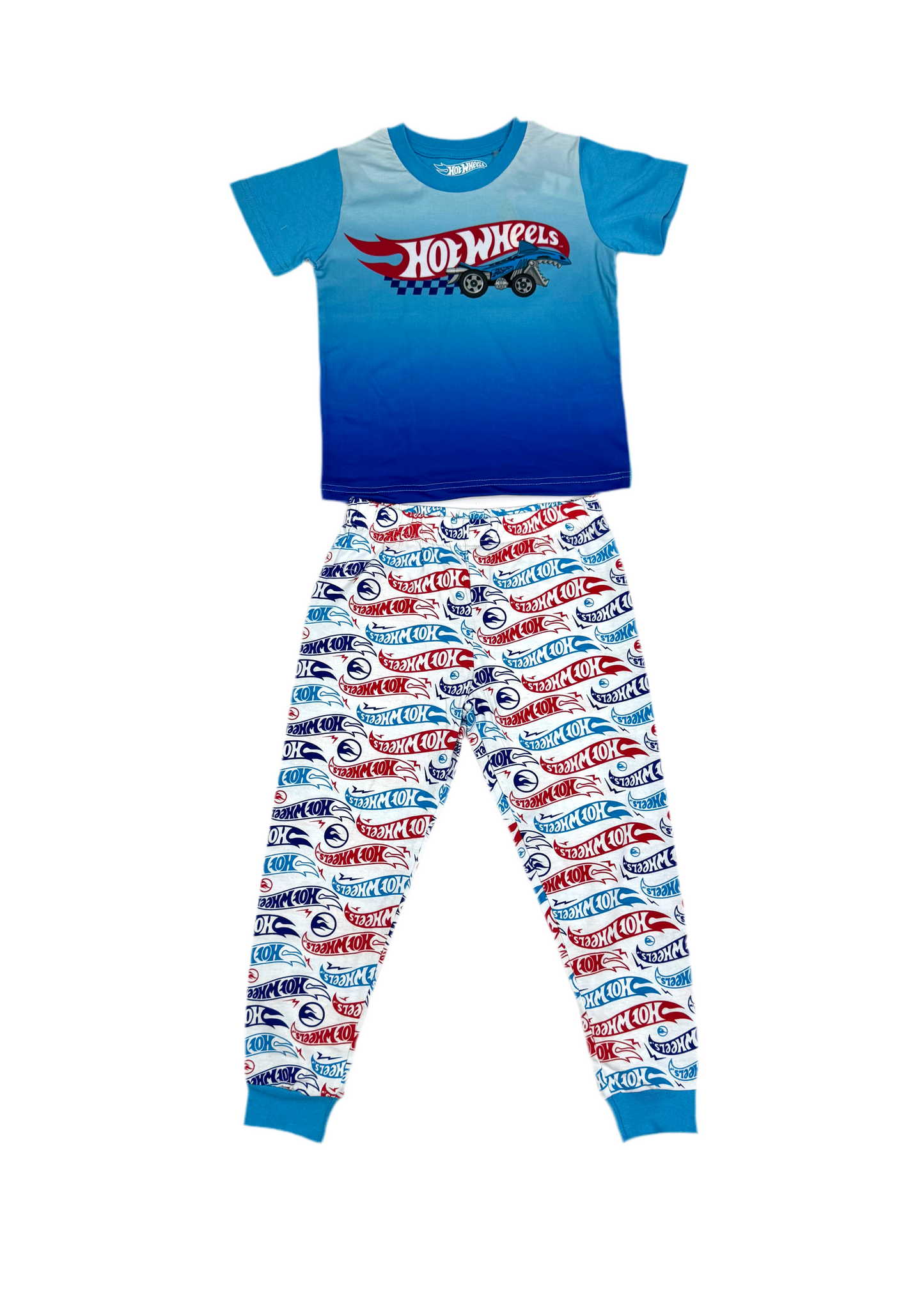 Pijama camisa azul cielo pantalon blanco niño Hotwheels HW-91267