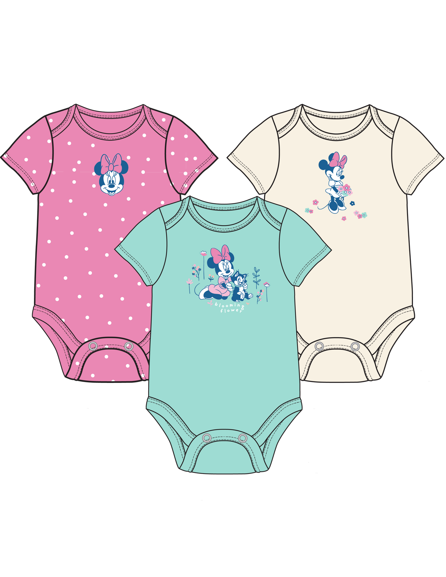 Set 3 mamelucos minnie bebe niña St Jacks 0050061401