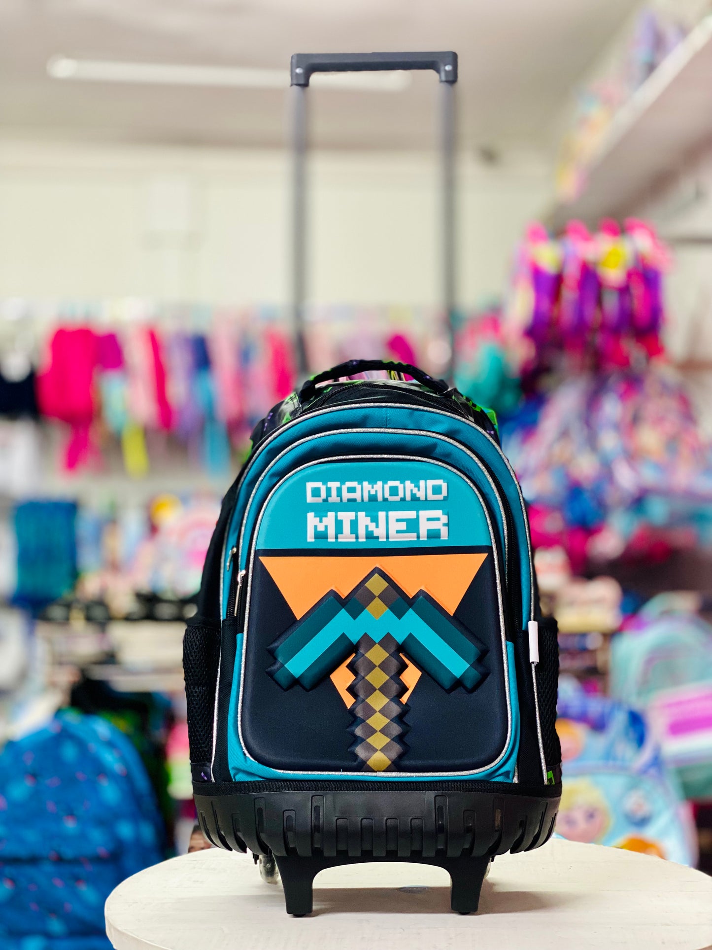 Mochila ruedas azul Minecraft diamond Carretilla 17 pulgadas M34-220199