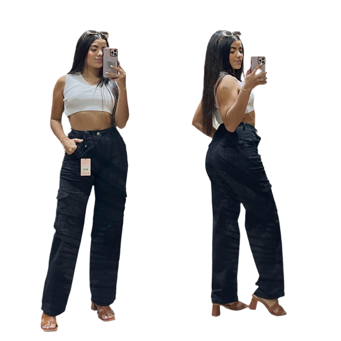 Jeans pantalon cargo dama CPD1204-4 negro 590/465