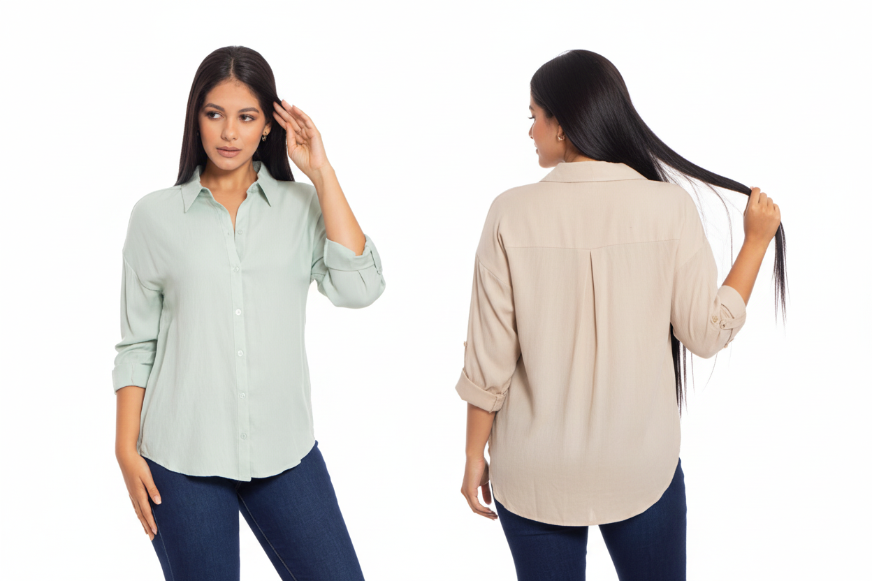Camisa manga larga beige CTD1141-4 490390 promo 3x1000