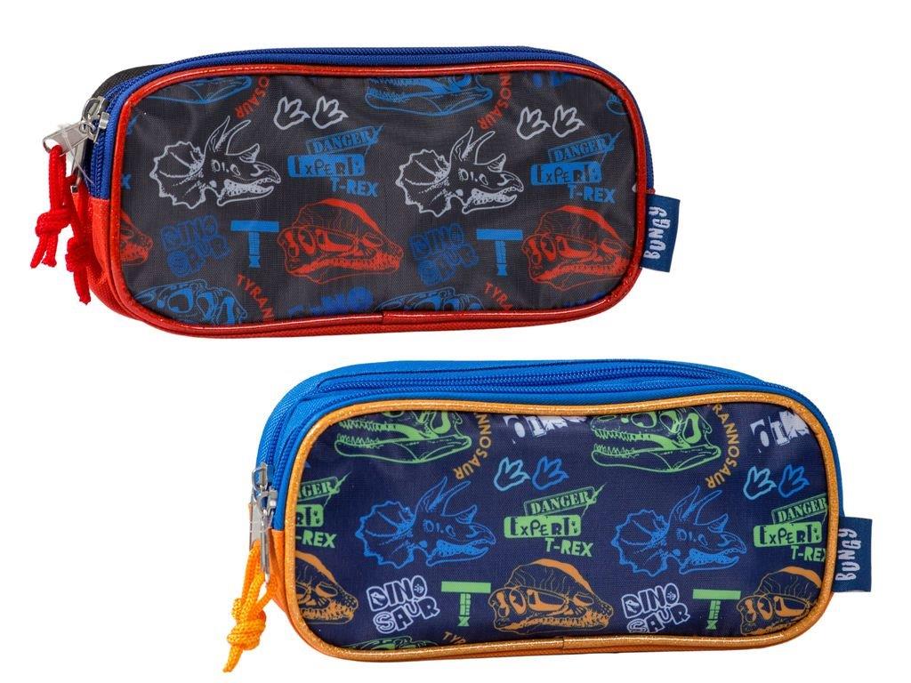 Cartuchera dinosaurio azul rojo 225x11x7 057-220166 promo 4x1000