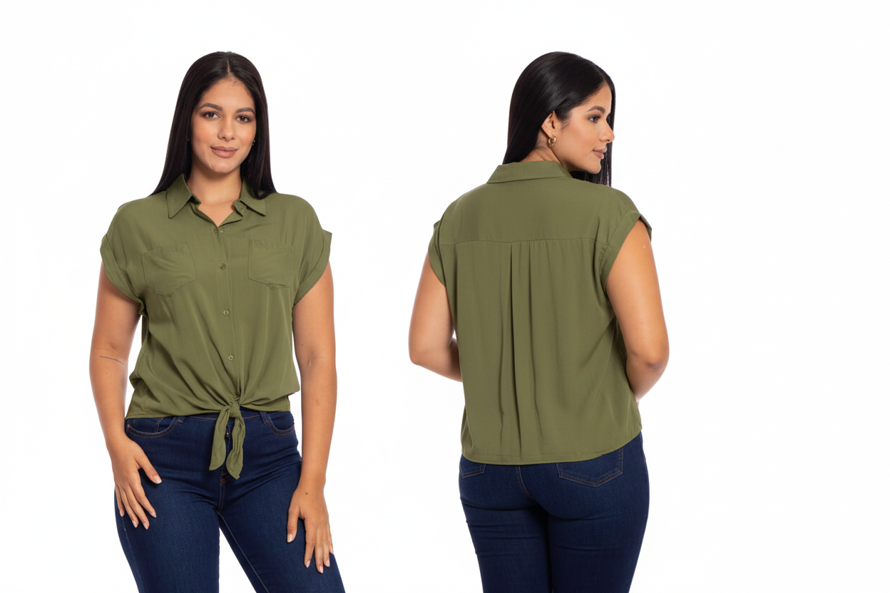 Camisa dama mujer verde olivo Chic mi CTD1014-6 490390