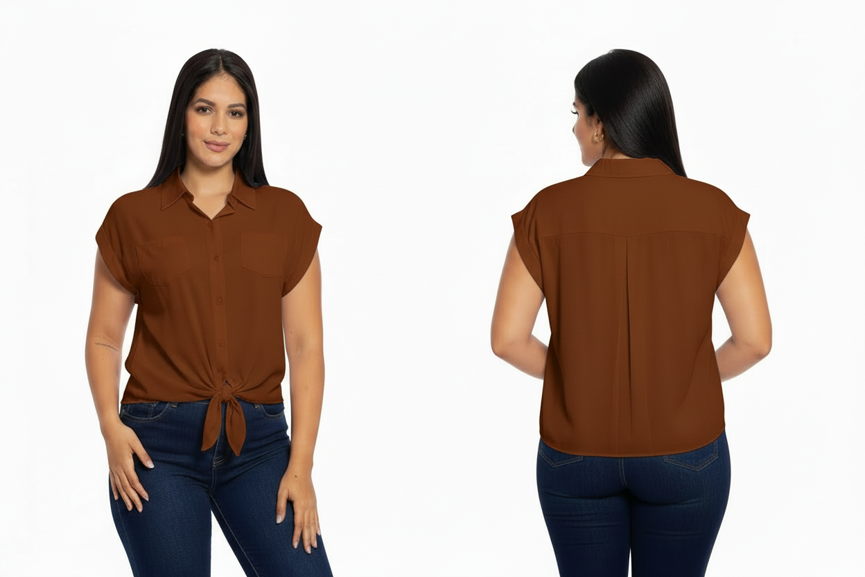 Camisa dama mujer café marrón Chic mi CTD1014-6 490390