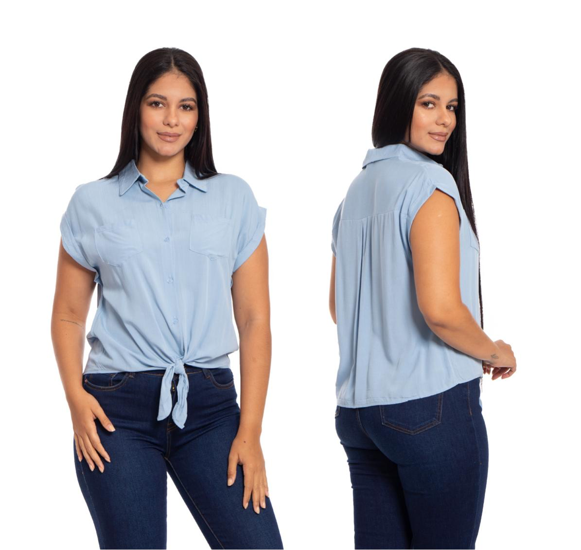 Camisa dama mujer azul celeste Chic mi CTD1014-6 490390