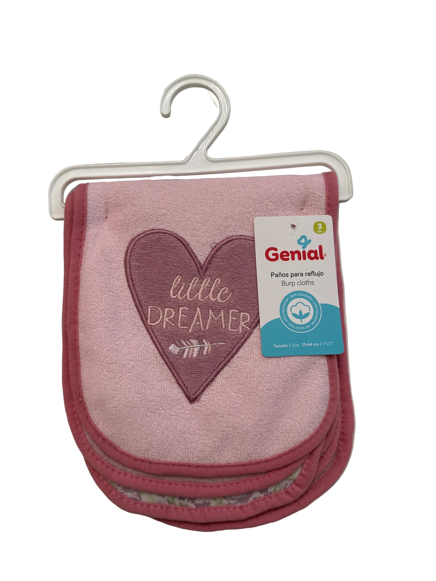 Set 3 toallas salivera Genial bebe niña Rosado Little Dreamer
