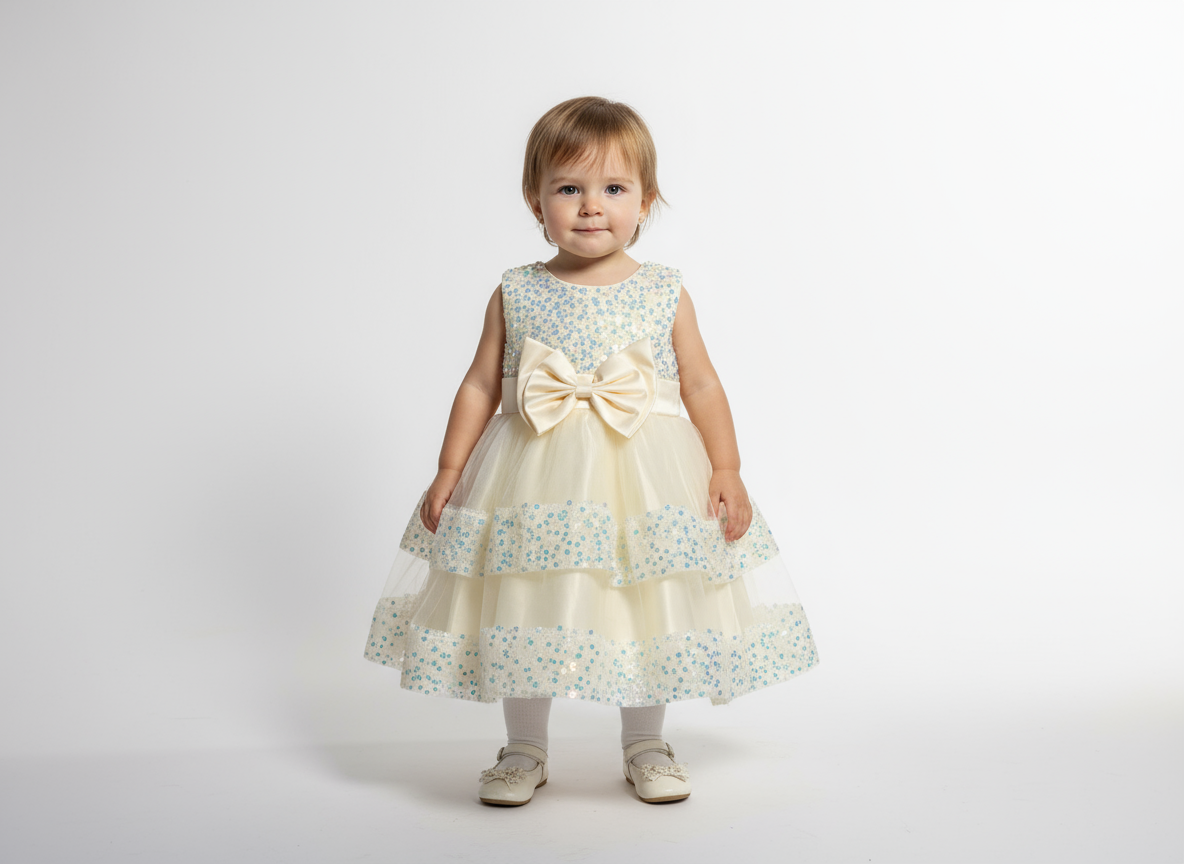 Vestido beige dorado gala bebe niña 4266313110