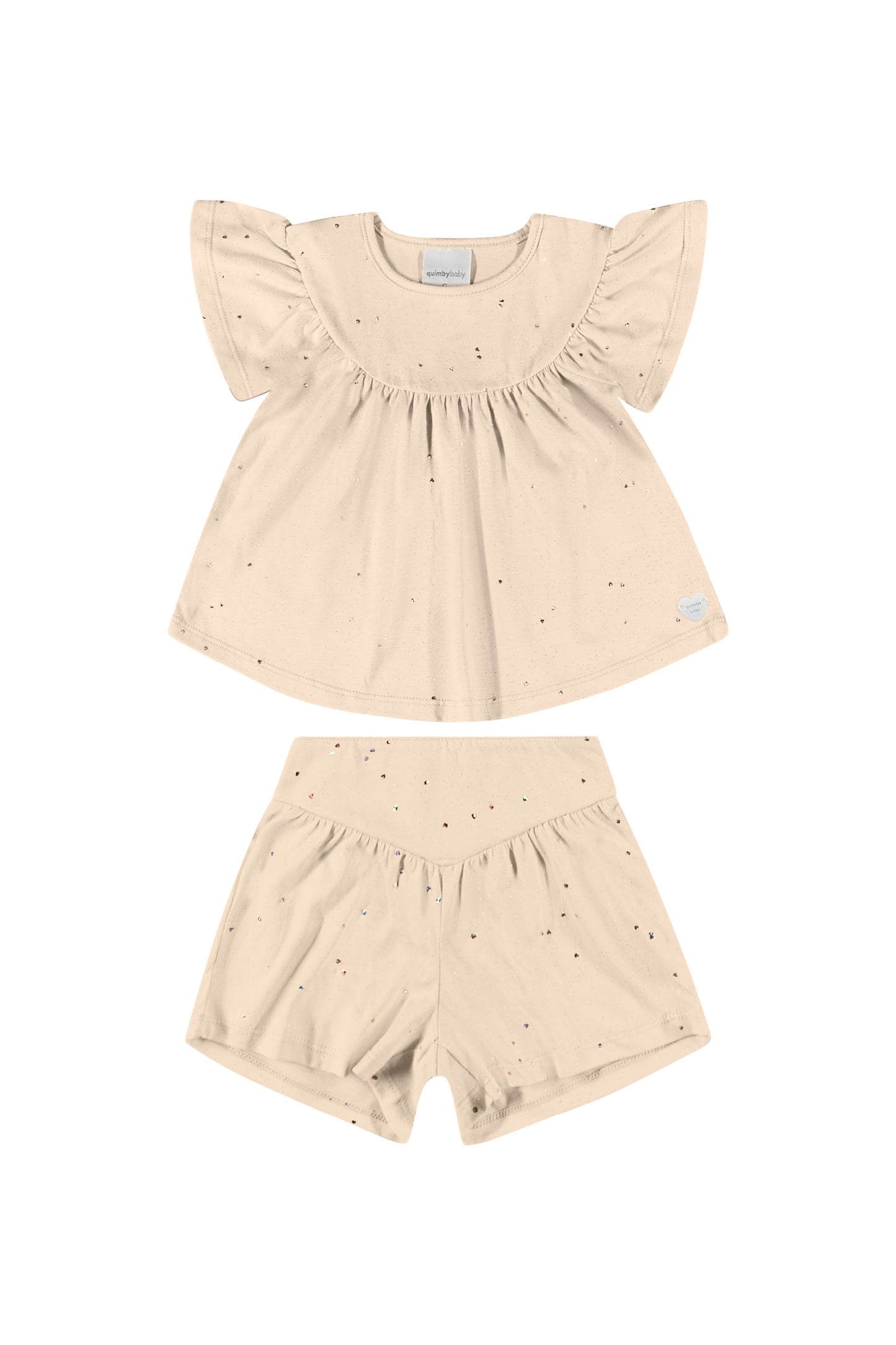 Set 2 piezas niña quimby short y camisa beige 34168-GLI015 revuelos