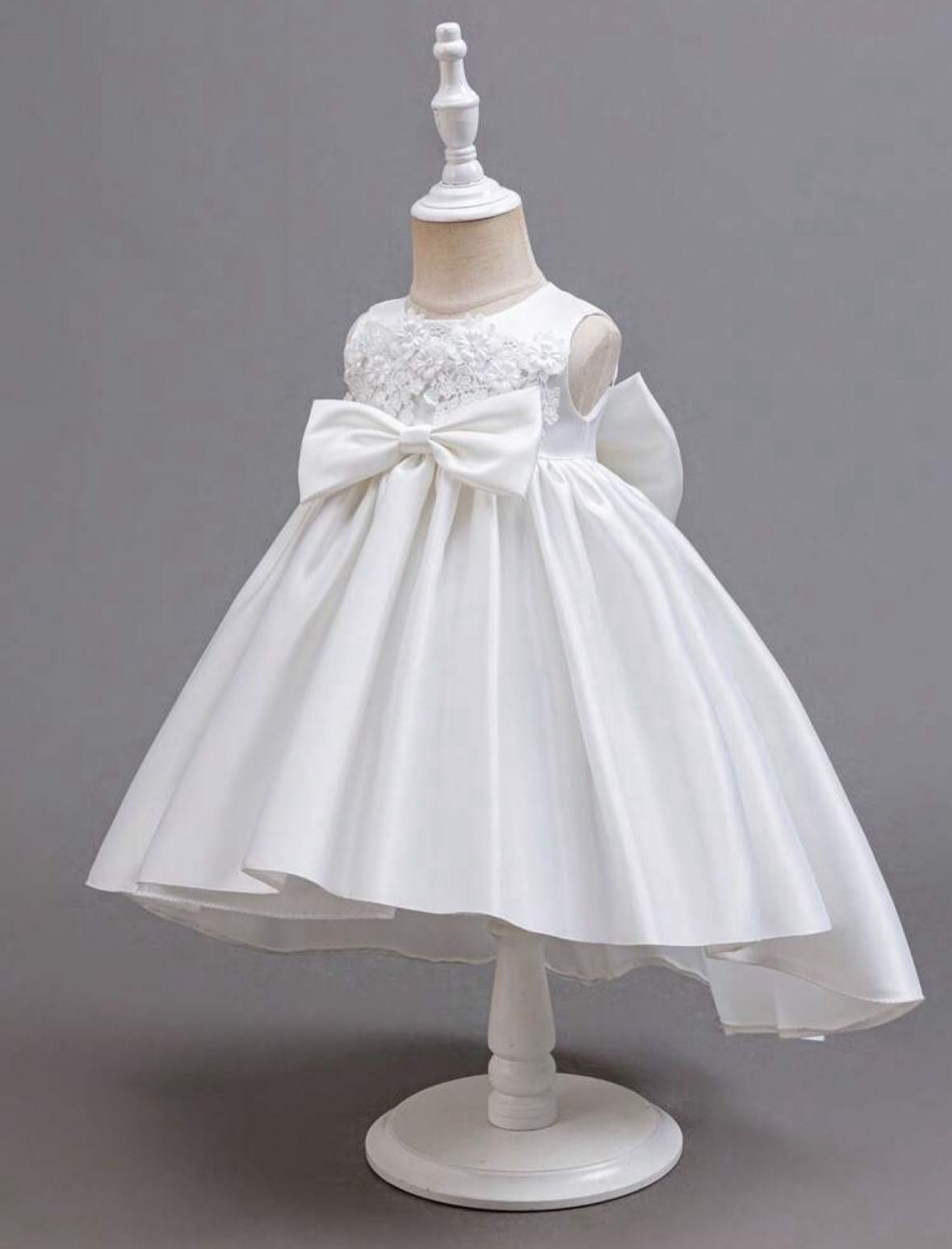 Vestido blanco chongo eventos gala bebe niña sa2412239400585158