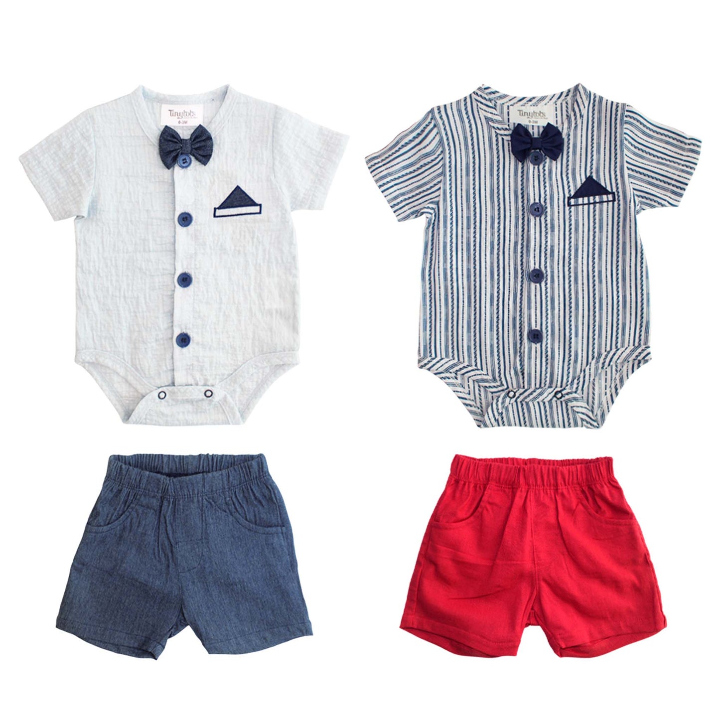 Set conjunto 2 piezas mameluco gris short azul bebe niño Tinytots 123-W28-3132
