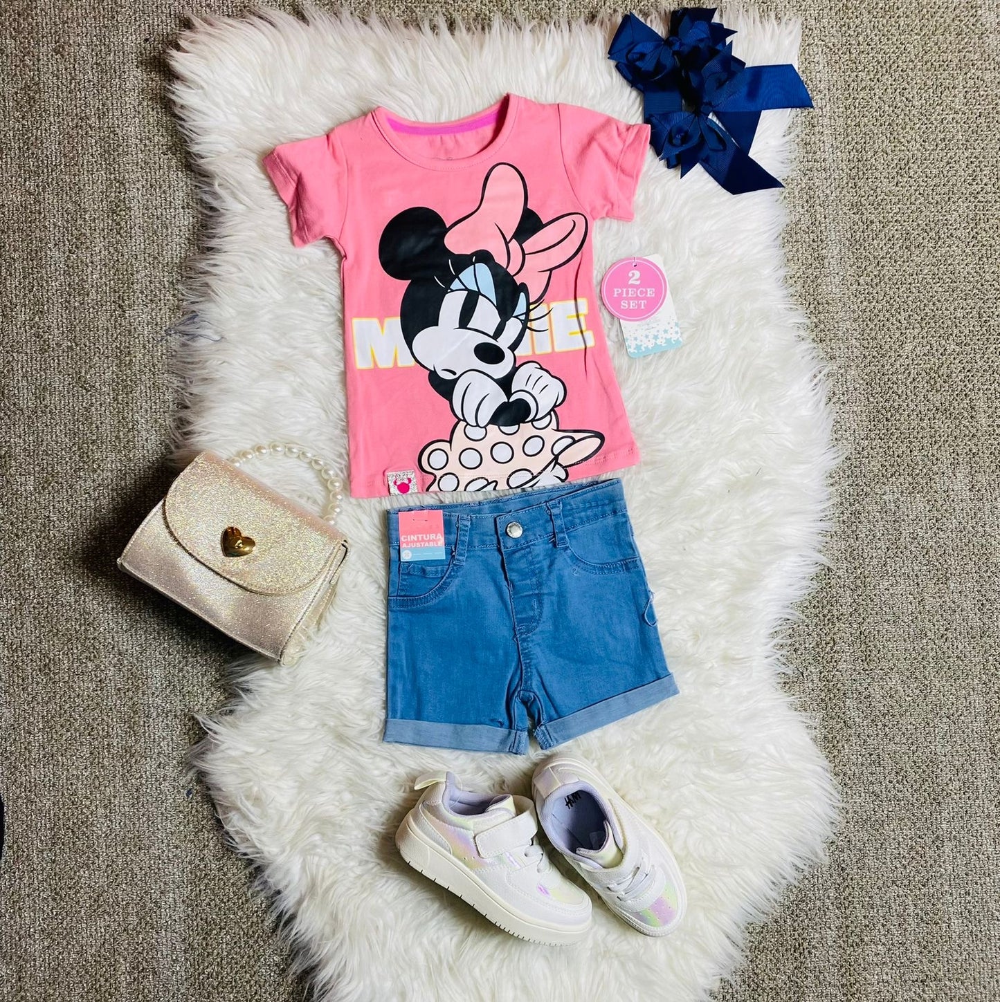 Set 2 piezas camisa rosado claro bebe niña minnie disney D9MI1223B