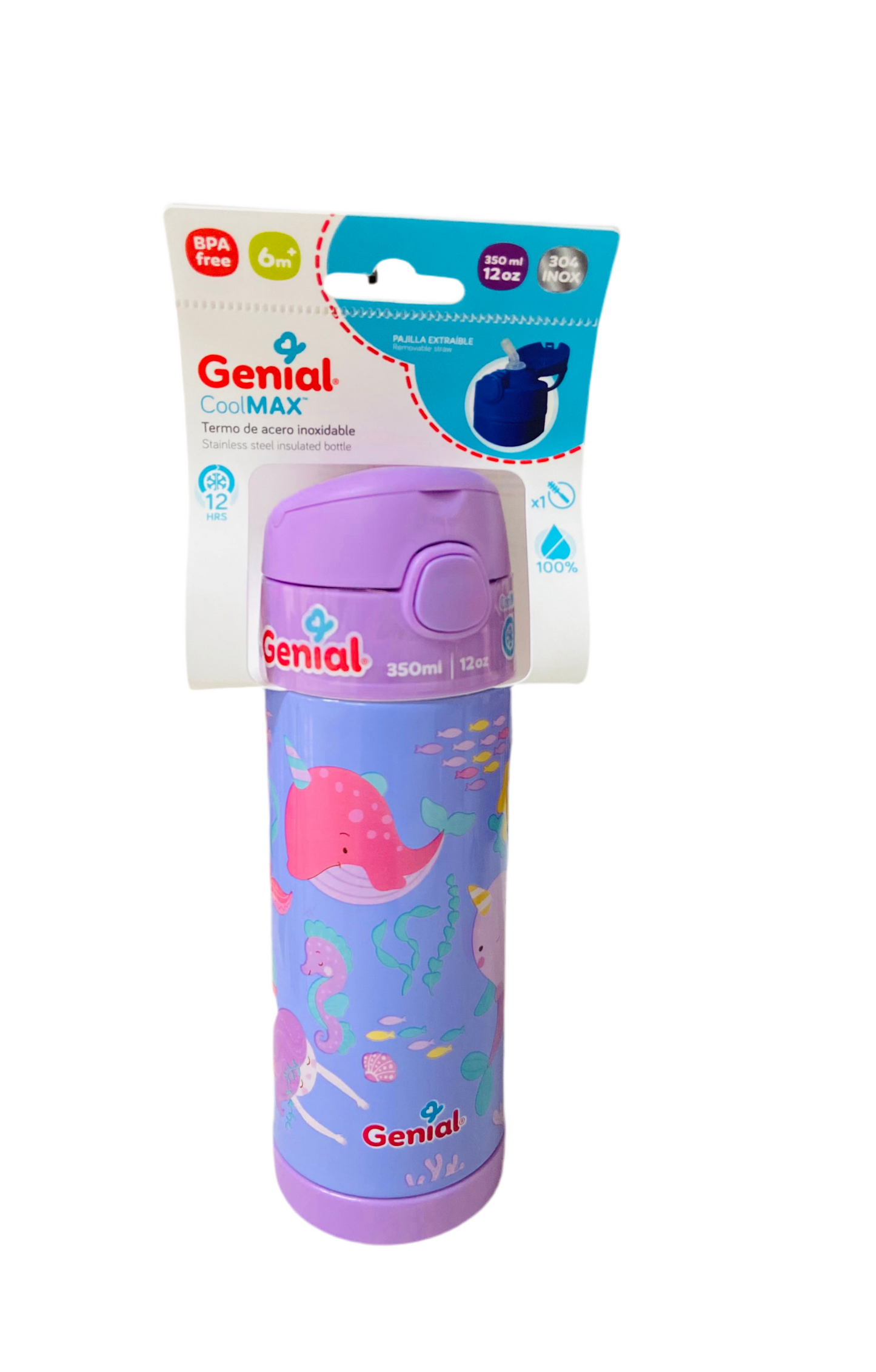 Bote Termo termico morado genial niña