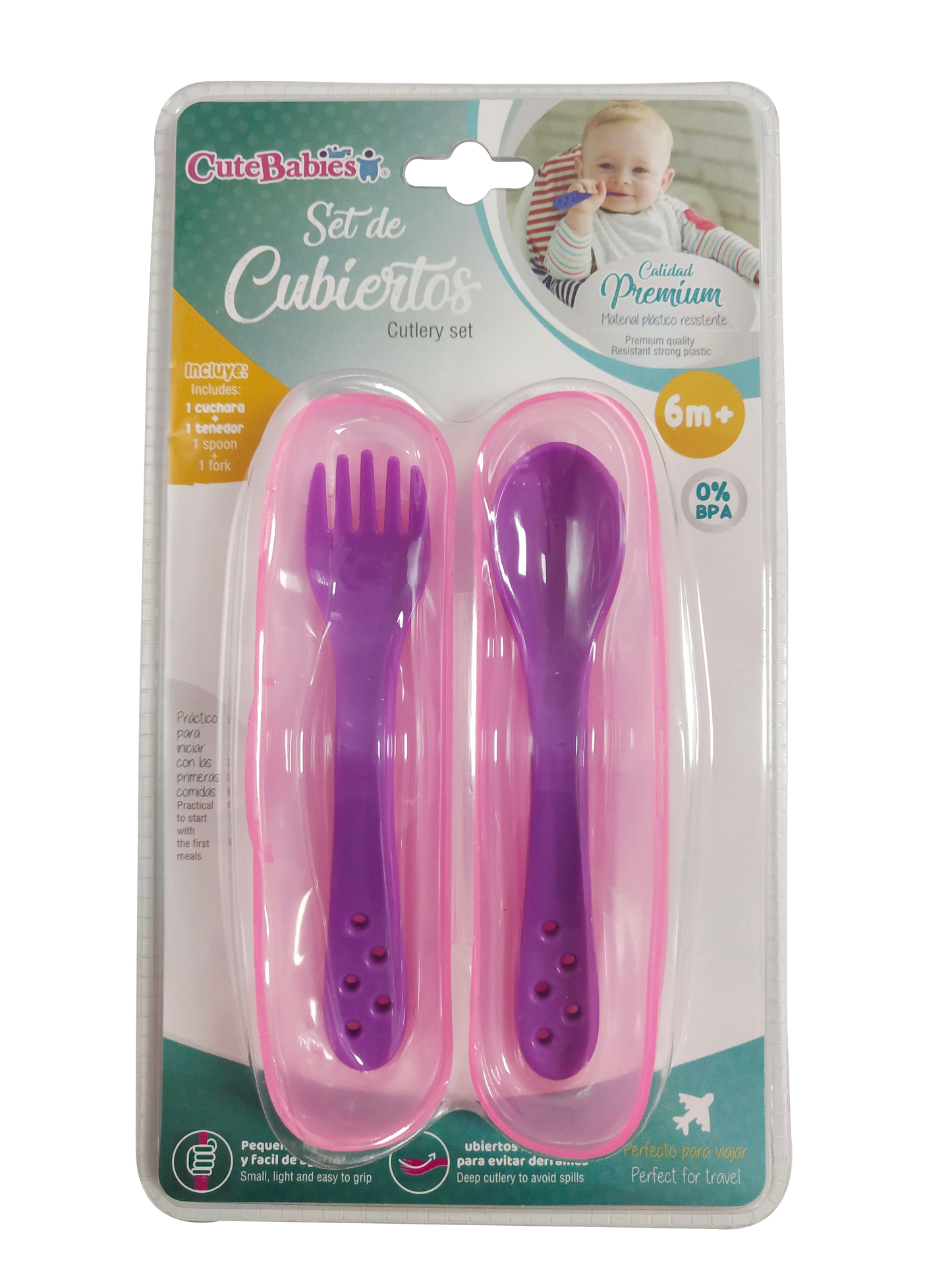 Set de cubiertos morado cutebabies