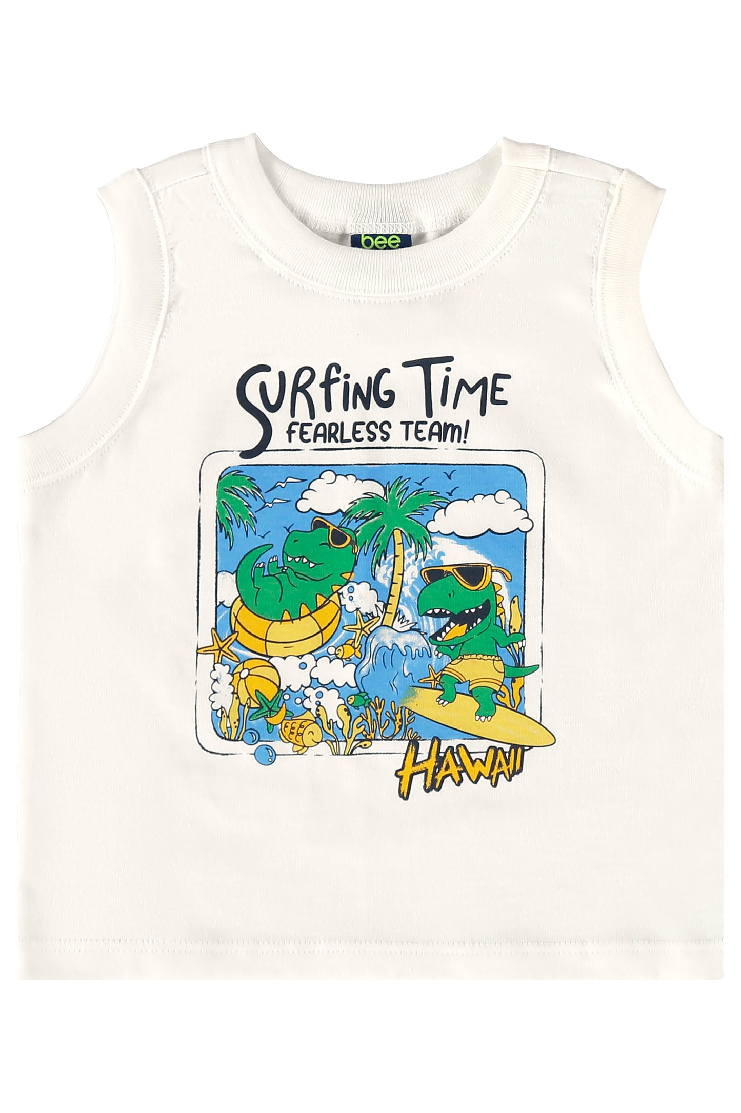 Set bebe niño animales dinosaurios Conjunto camisa blanca short verde Bee loop 17998 - 000106