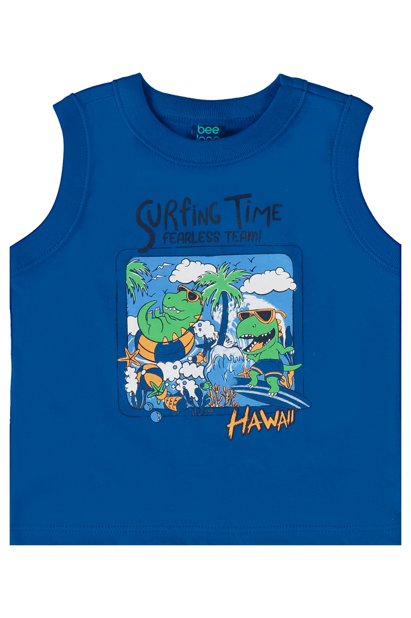 Set bebe niño dinosaurios Conjunto camisa azul short café Bee loop 17998 - 194056