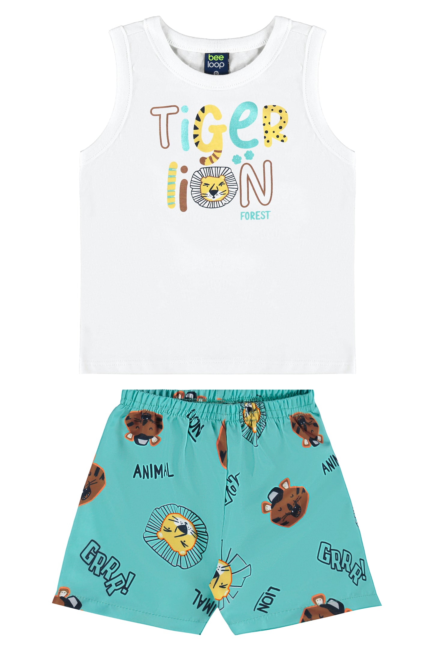 Set bebe niños animales Conjunto camisa blanca short azul Bee loop 18001 - 000101