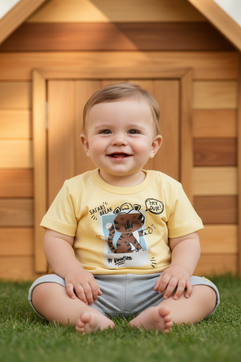 Set bebe niño Conjunto camisa amarilla short gris Bee loop 18002 - 120720 promo 3x1000