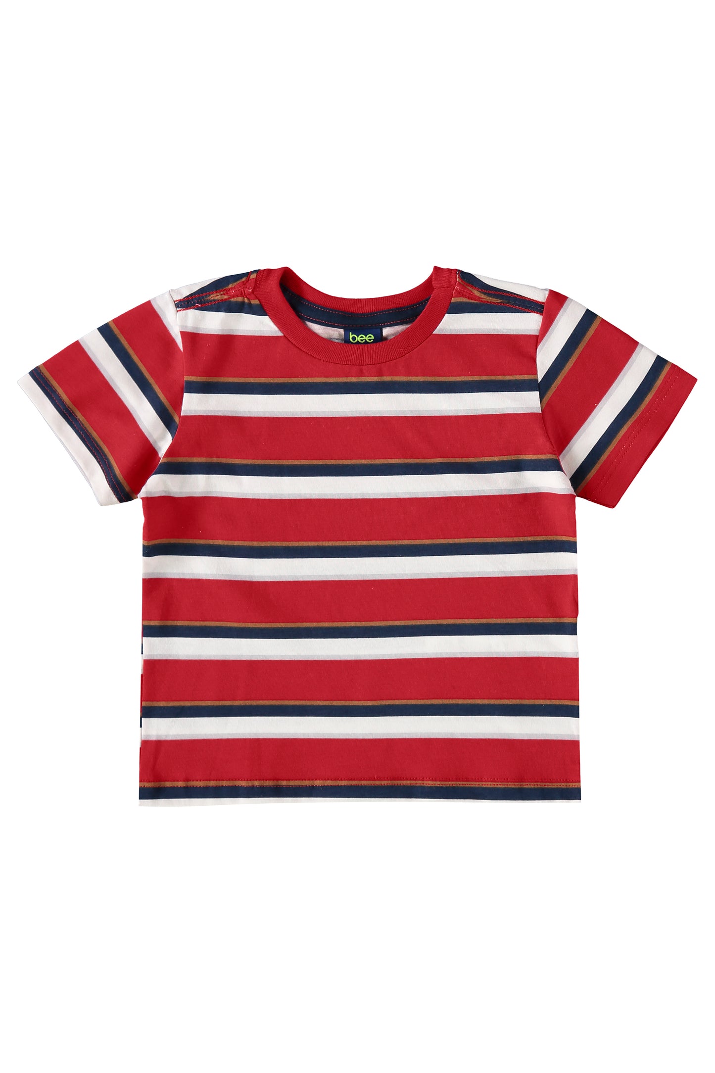 Set Conjunto camisa roja rayada short azul Bee loop bebe niño 18006 - LIS625