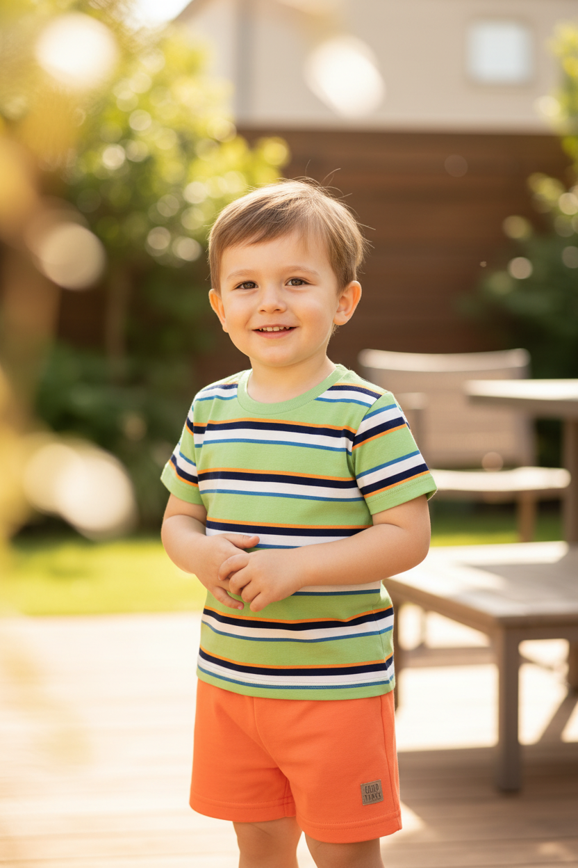 Set bebe niño camisa verde rayada short Bee loop 18006 - LIS627 promo 3x1000