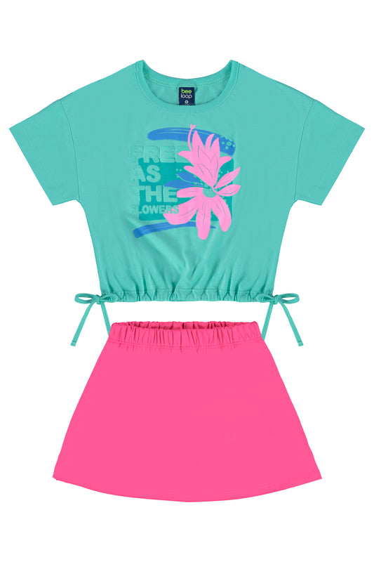 Set niña Conjunto blusa azul falda rosada niña Bee Loop 1206.18021 - 155218