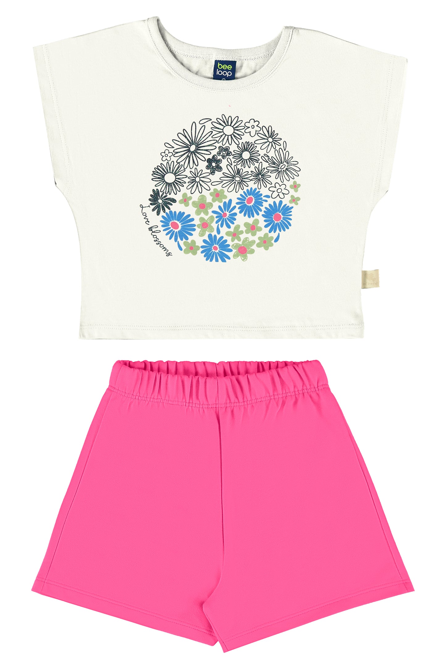 Conjunto blusa blanca short rosado Bee loop 18034 - 000106