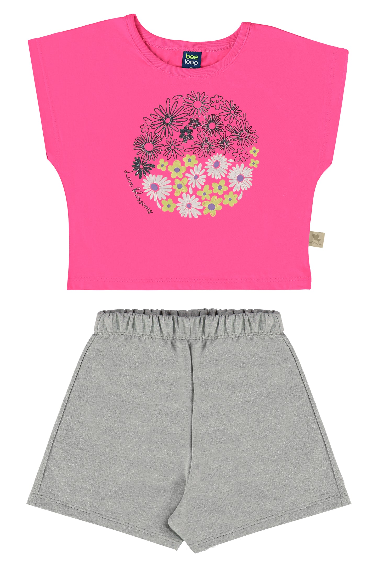 Conjunto blusa rosado short gris Bee loop 18034 - 072033