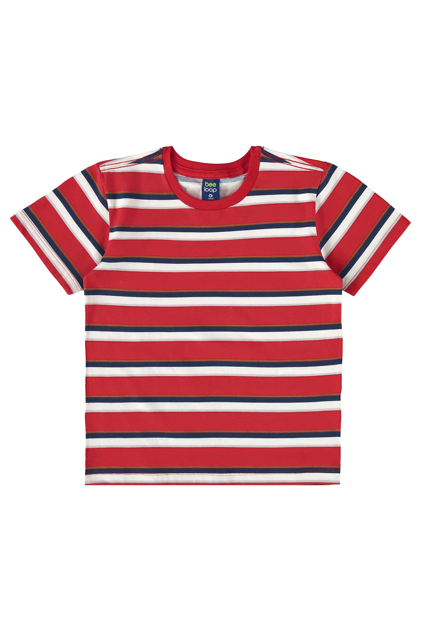 Set Conjunto camiseta roja rayada short café Bee loop 18035 - LIS625