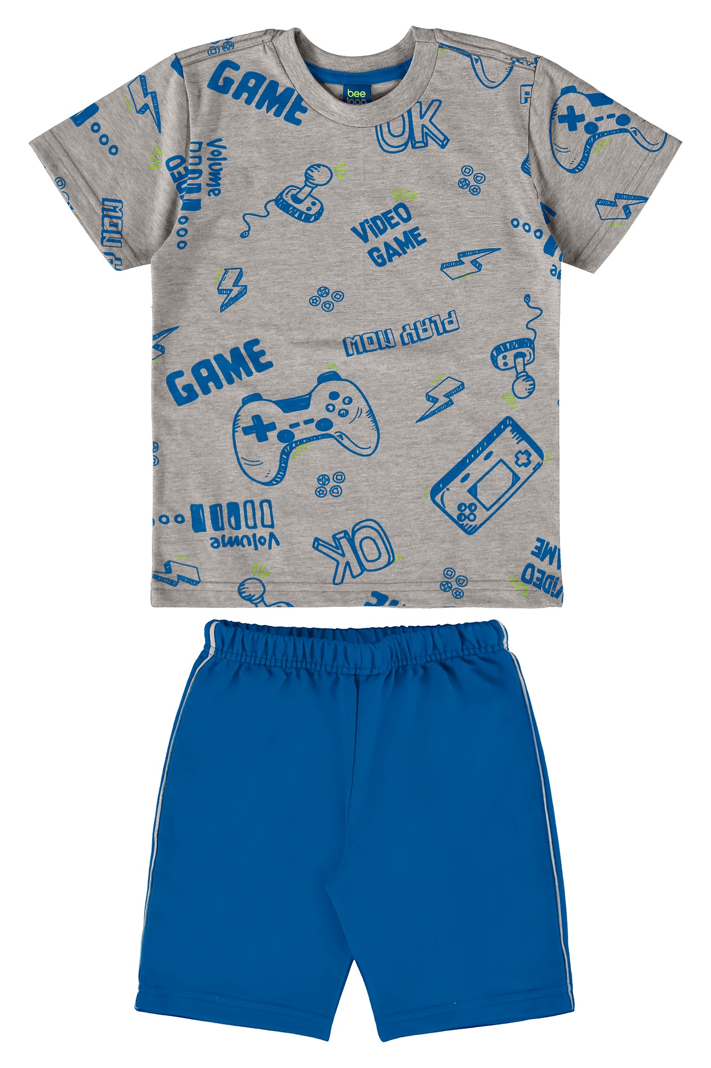 Set Conjunto niño camiseta gris short azul Bee loop 18040 - AB2161