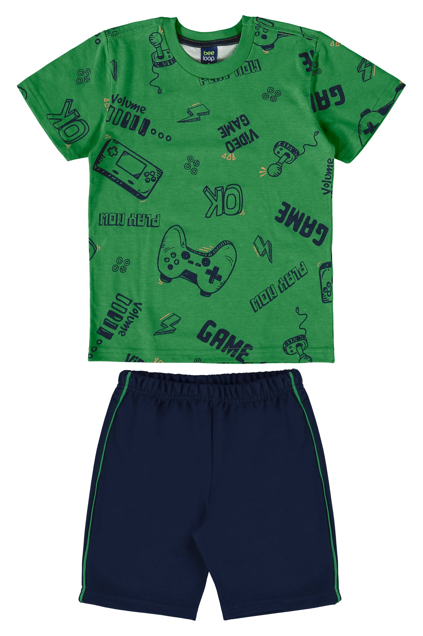 Conjunto camiseta verde short azul Bee loop 18040 - AB2162