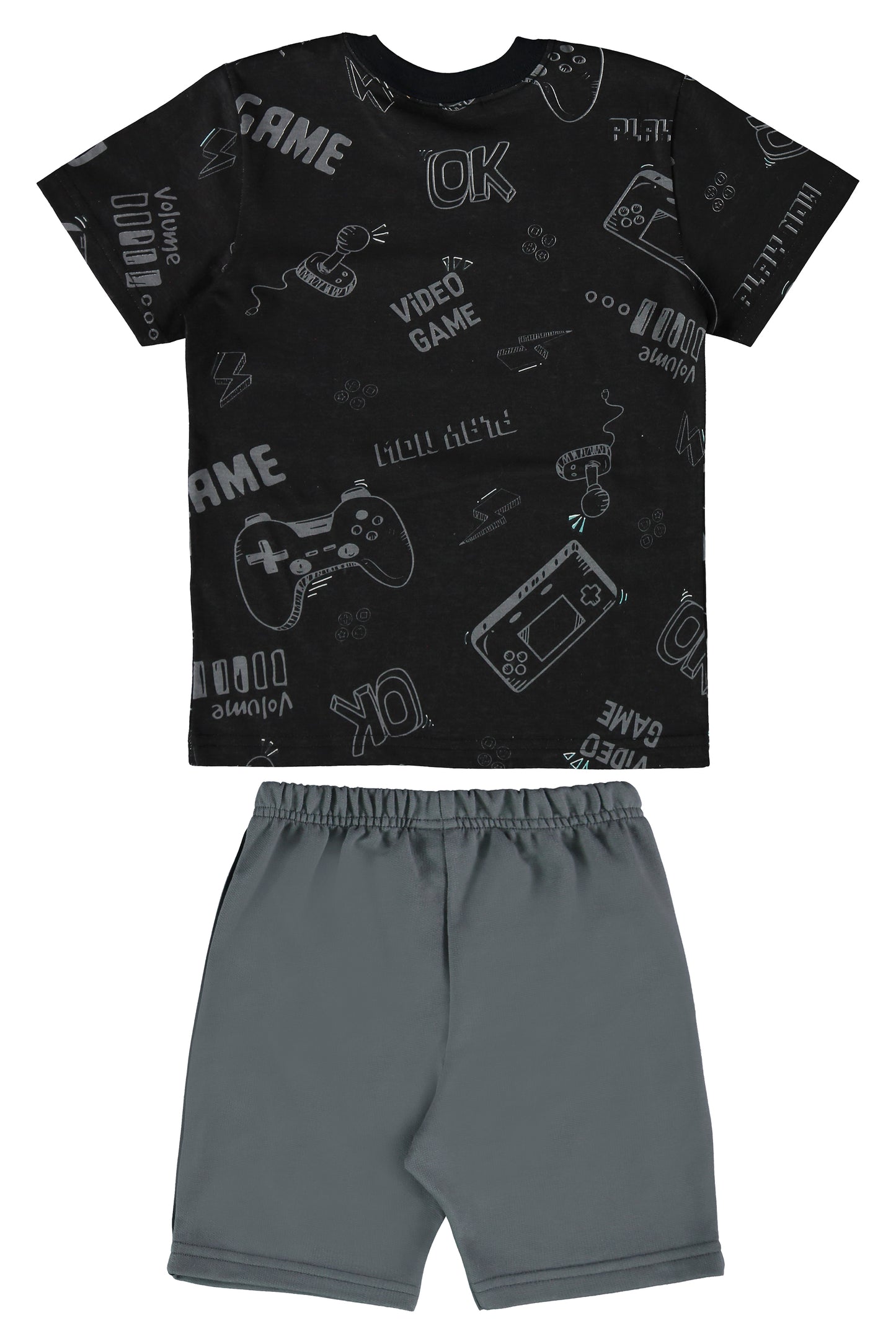 Set Conjunto camiseta negra short gris Bee loop 18040 - AB2163