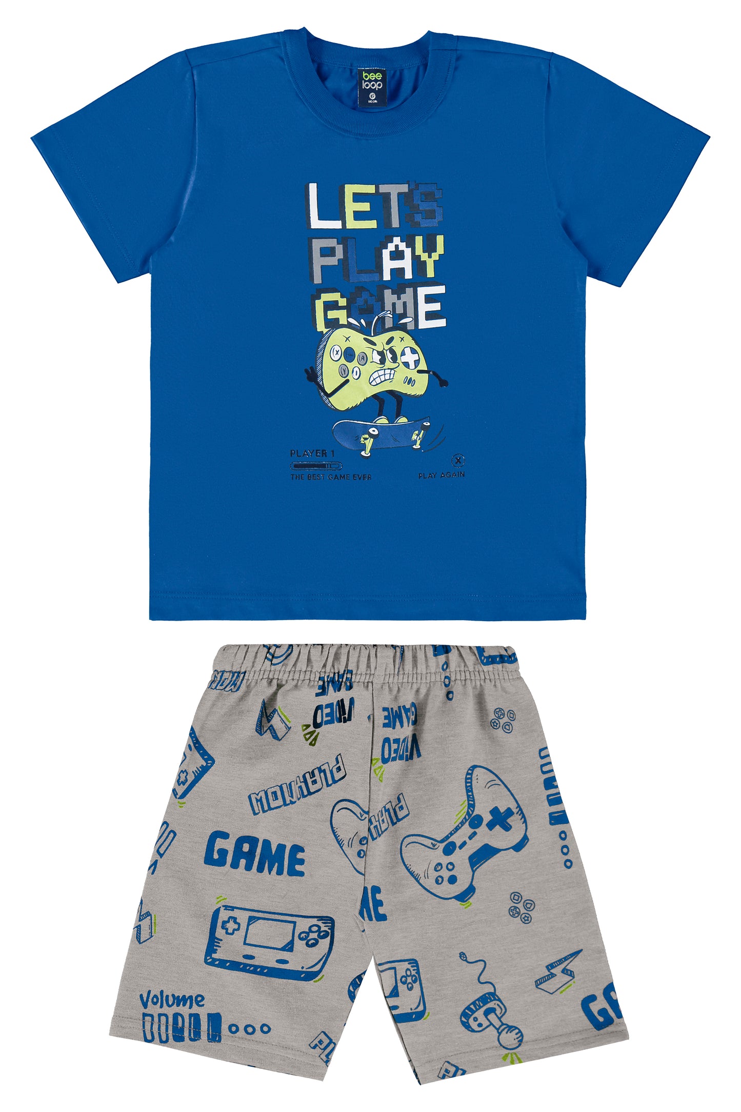 Set Conjunto camiseta azul short gris Bee loop 18043 - 194056