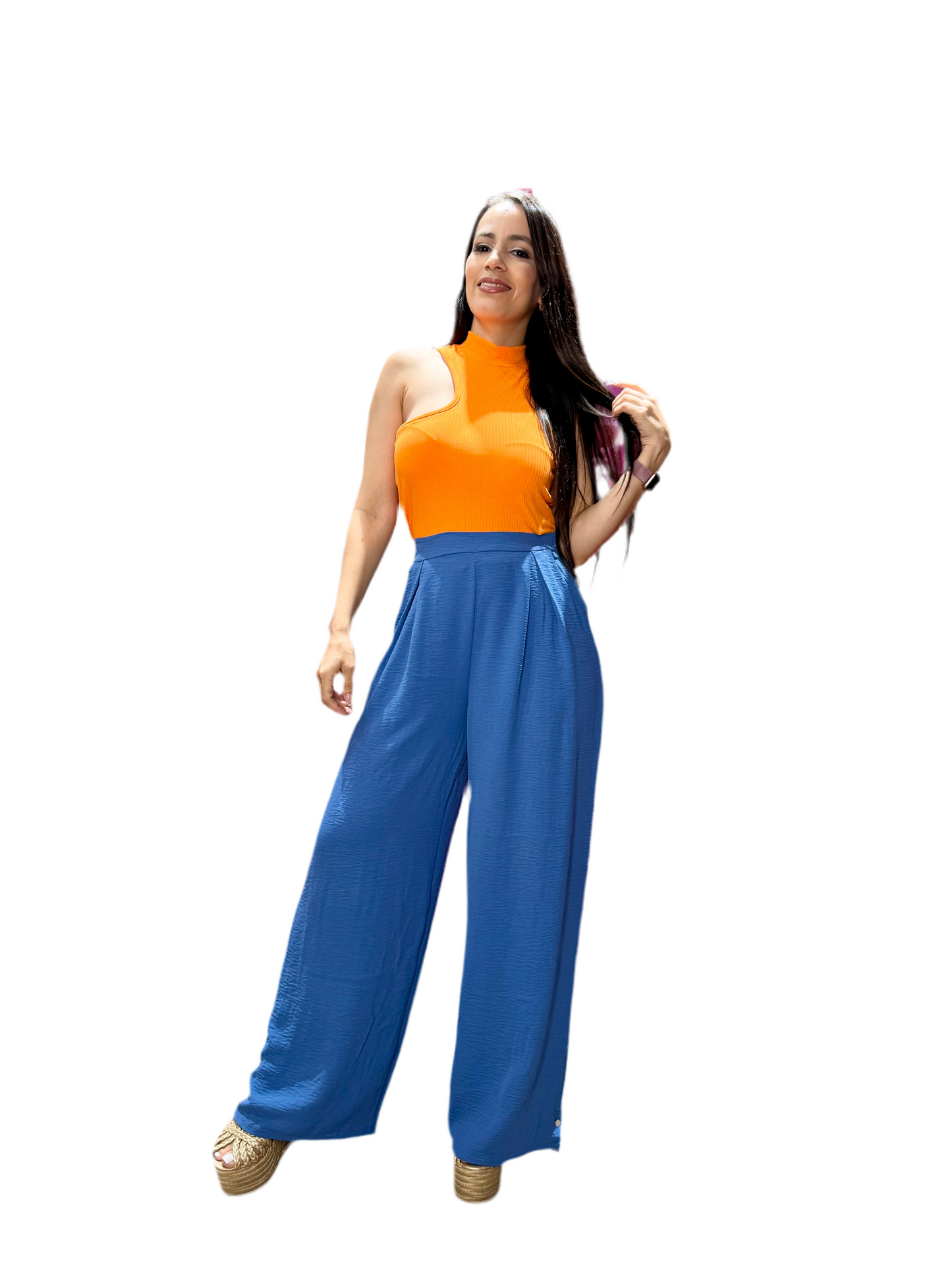 Pantalón tela formal dama PR3-1554 azul 690590490