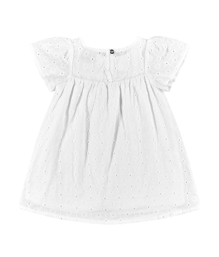 Vestido bebe niña blanco quimby 34150-000101 revuelos bordado