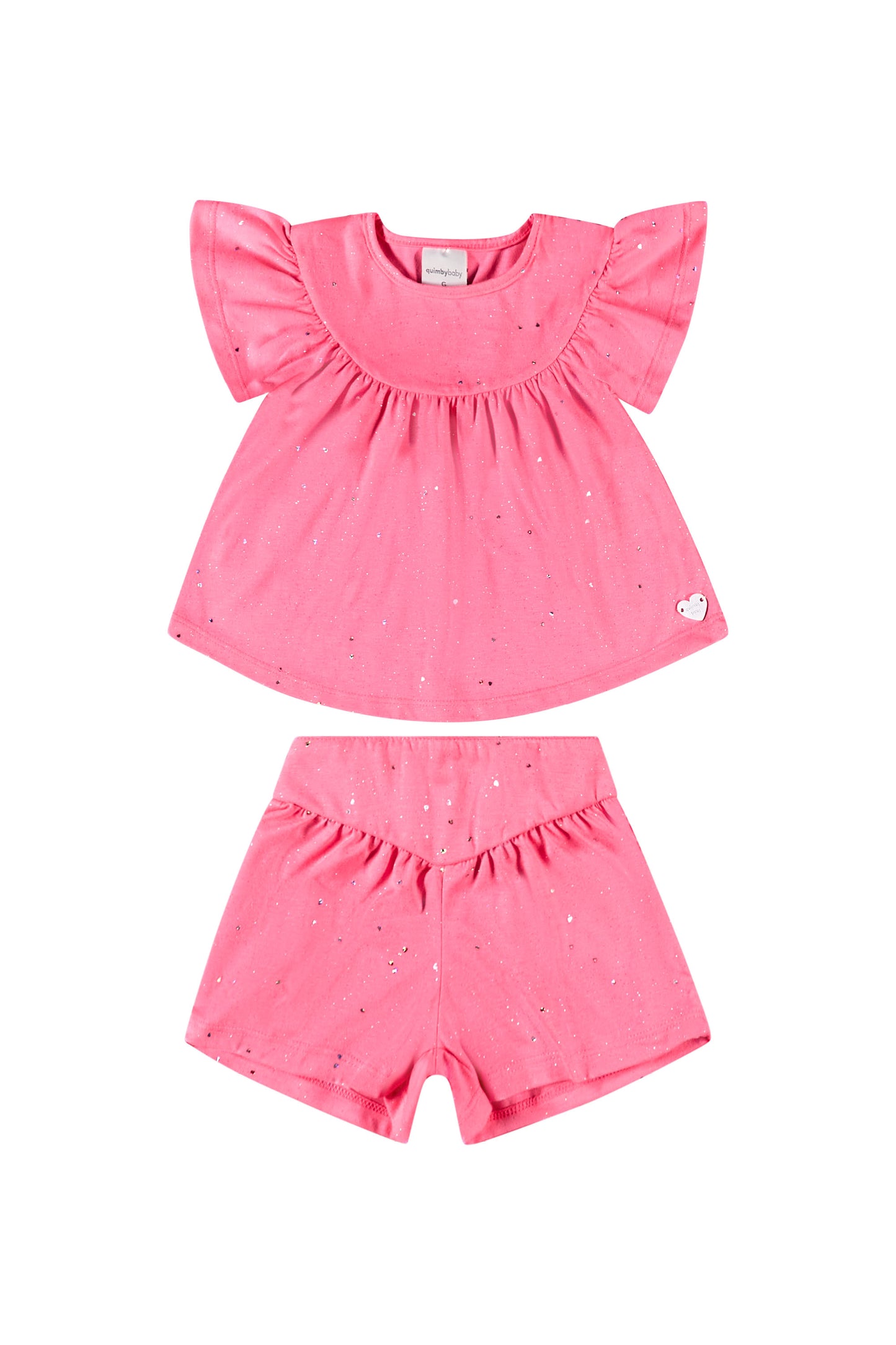 Set 2 piezas bebe niña quimby short y camisa rosado 34168-GLI016 revuelos