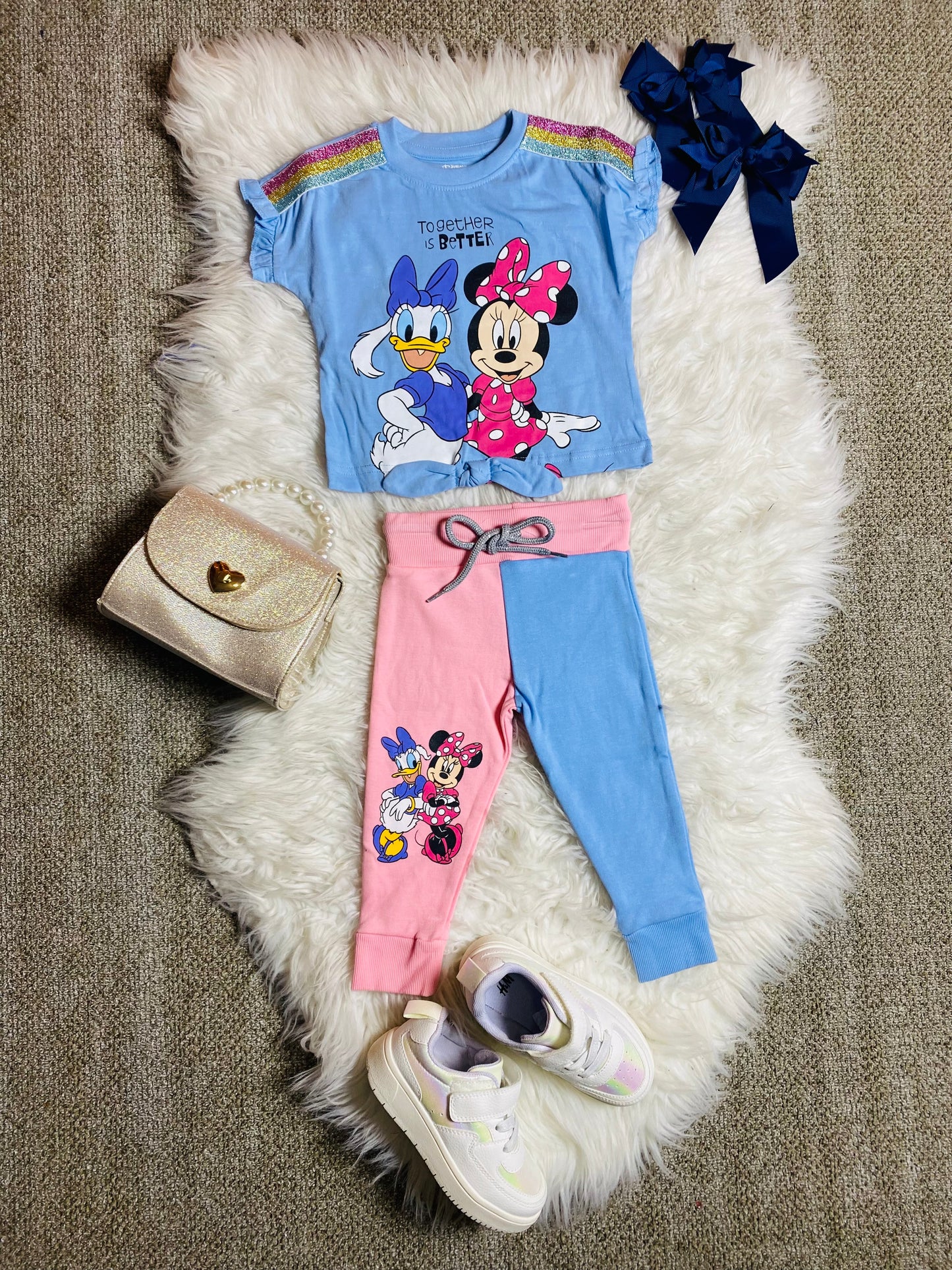 Set Conjunto 2 piezas azul celeste bebé niña Minnie Disney