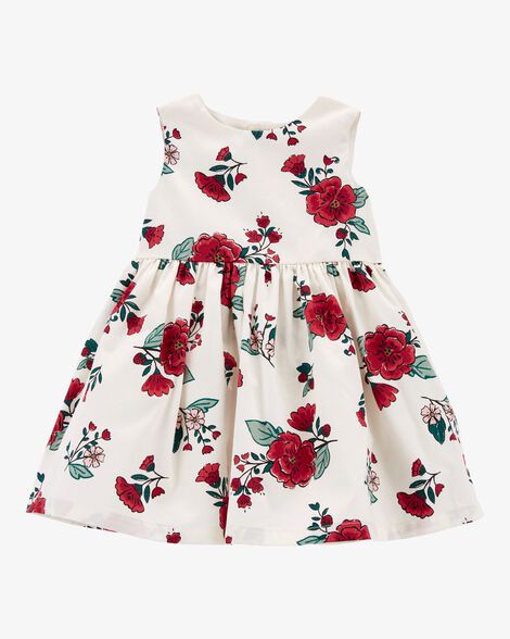 Vestido blanco con flores rojas bebe niña Carters 54298352