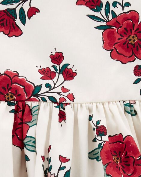 Vestido blanco con flores rojas bebe niña Carters 54298352