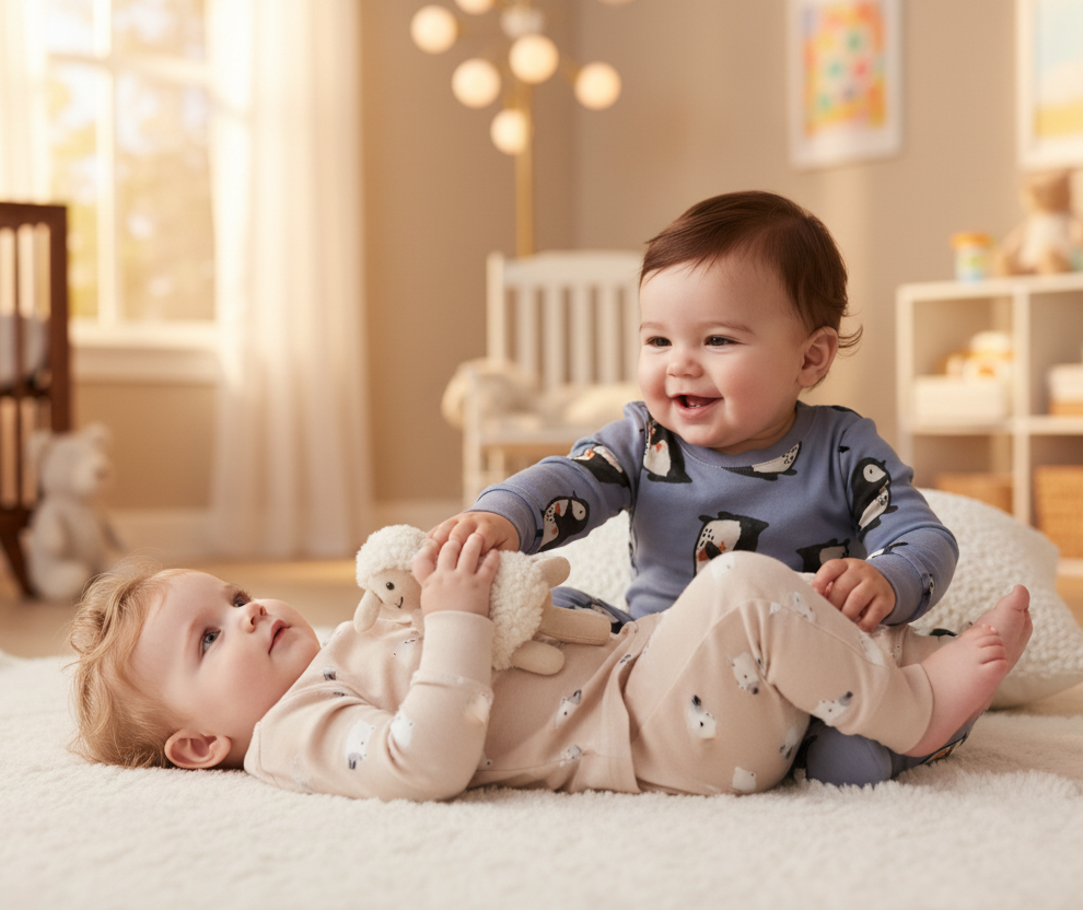 Set 2 pijamas bebe niño pinguino azul beige Carters 1U048910