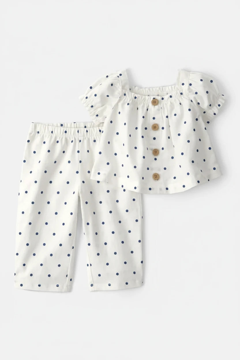 Set conjunto 2 piezas camisa pantalon blanco bebe niña Carters 1U547810