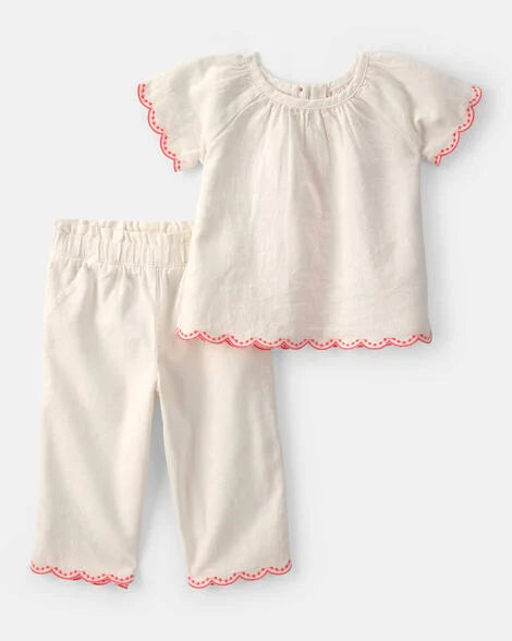 Set conjunto 2 piezas camisa pantalon blanco bebe niña Carters 1U925410