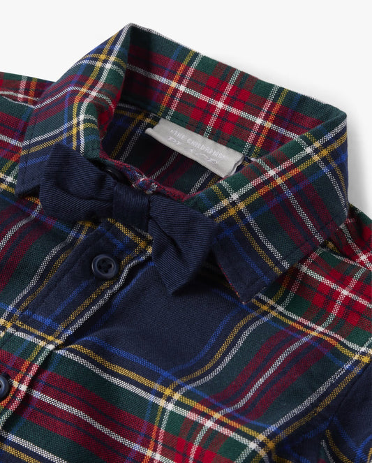 Set 3 piezas bebe niño childrens place camisa cuadros azul corbatin 48291312