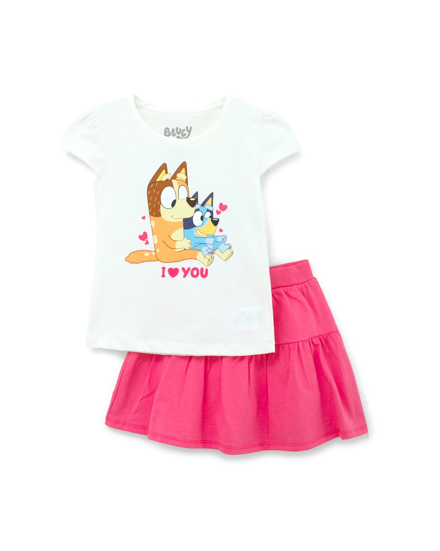 Set conjunto 2 piezas camisa blanca falda rosada niña bluey St Jacks 2000146703