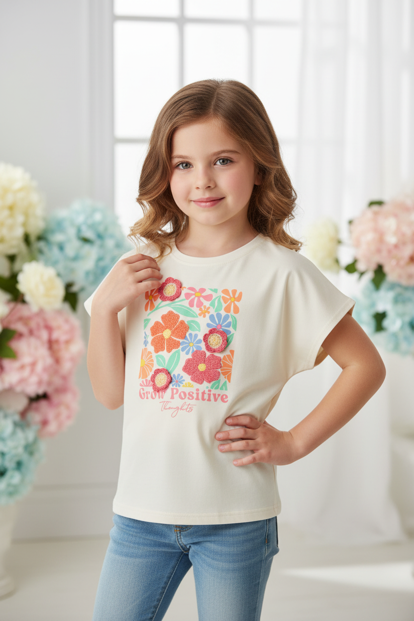 Camisa beige flores niña St Jacks 2030215001