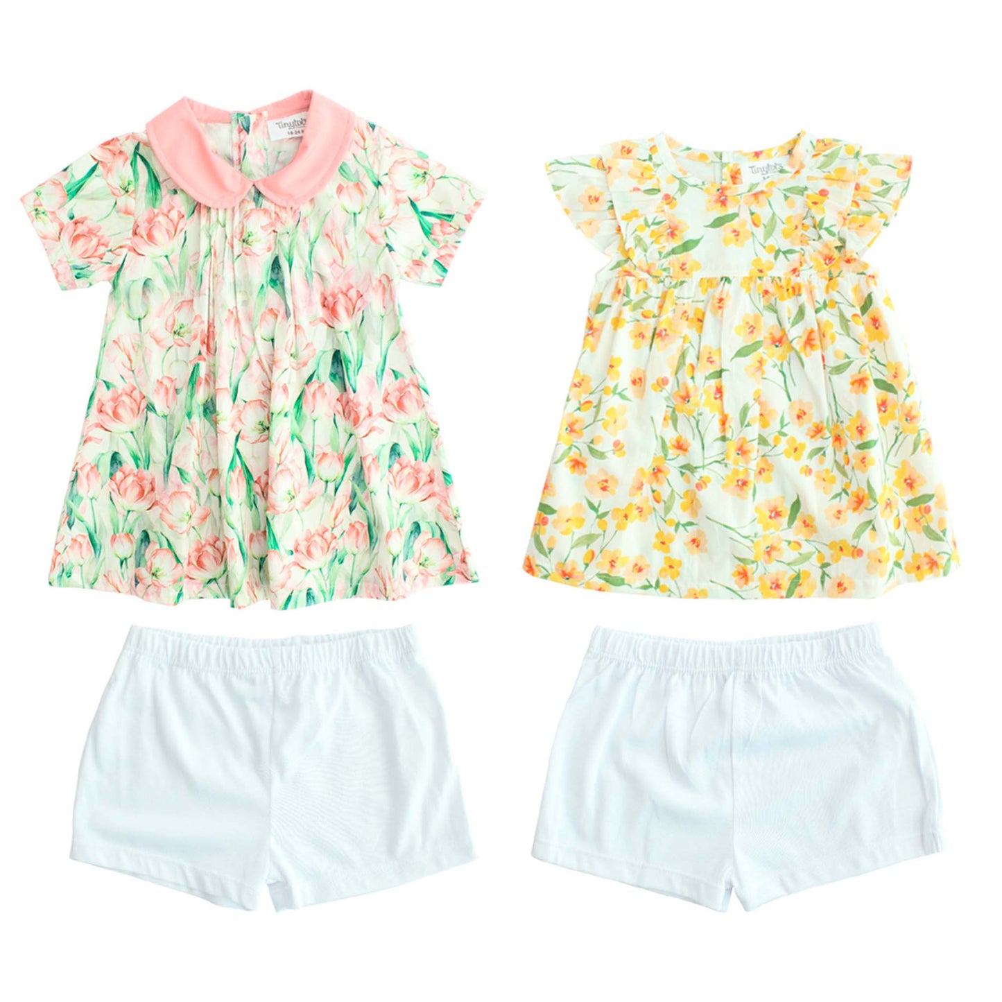 Set 2 piezas Vestido bebe niña amarillo floreado Tinytots 221-W28-3149