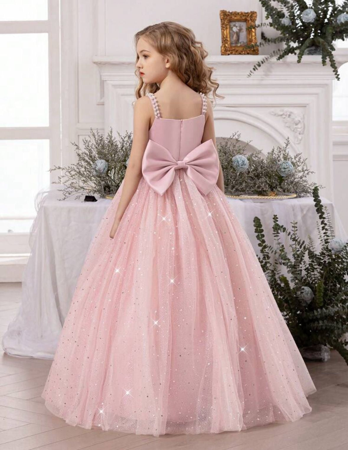 Vestido rosado gala eventos niña