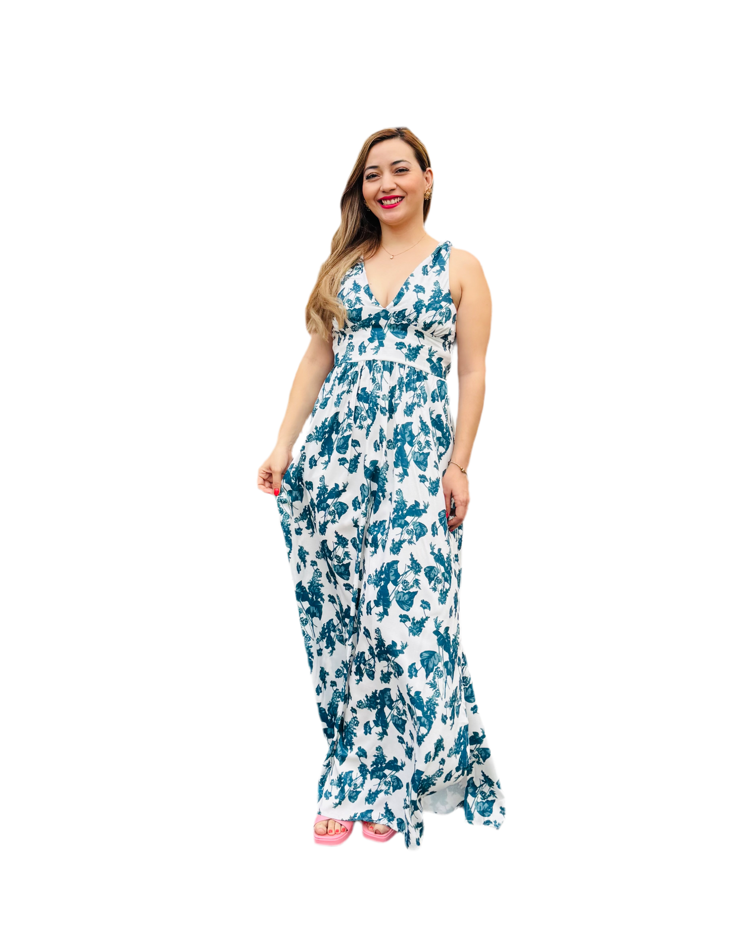 Vestido dama hojas azules IN12-2285 890790 promo 2x1000