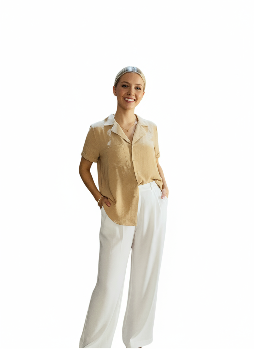 Camisa para dama beige CTD1152-16 445390 promo 3x1000