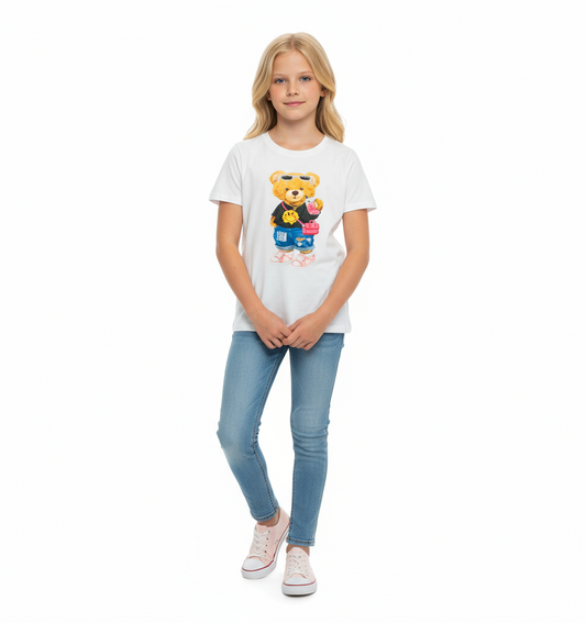 Camisa blanca oso niña Chic mi CTG1253-54