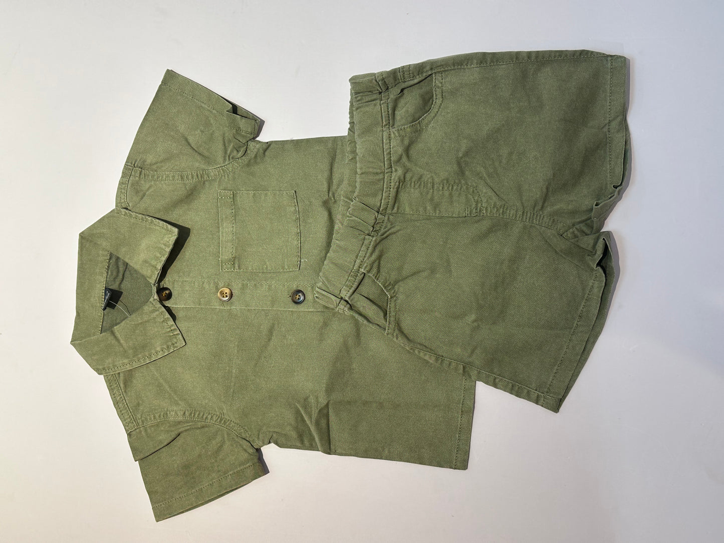 Set conjunto 2 piezas camisa y short verde bebe niño sa25061645107550108