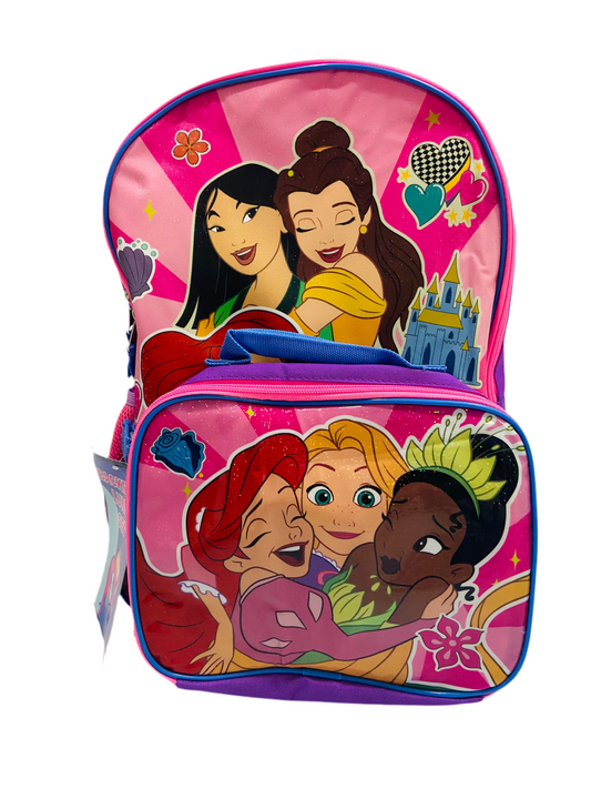 Mochila rosada sirena con lonchera